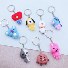Load image into Gallery viewer, Korean Bangtan Boys Cartoon Keychain Personalized Cute Key Chain 3D PVC Doll Keychains For Women Men Key Ring Chain Bag Pendant