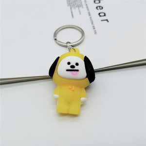 Korean Bangtan Boys Cartoon Keychain Personalized Cute Key Chain 3D PVC Doll Keychains For Women Men Key Ring Chain Bag Pendant