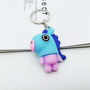 Korean Bangtan Boys Cartoon Keychain Personalized Cute Key Chain 3D PVC Doll Keychains For Women Men Key Ring Chain Bag Pendant