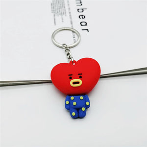 Korean Bangtan Boys Cartoon Keychain Personalized Cute Key Chain 3D PVC Doll Keychains For Women Men Key Ring Chain Bag Pendant